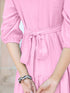 Light Pink Pure Cotton Solid Tiered Dress